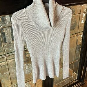 Metallic silver sweater cowl neck size medium